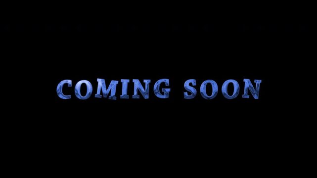 coming soon text blue word video animation. 
