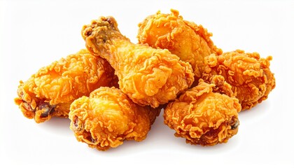 Pile of golden crispy fried chicken pieces suitable for food menus, restaurant promotions, and social media advertising campaigns. Delicious comfort food imagery.

