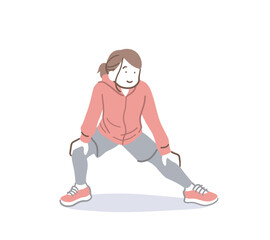 ストレッチをする女性のイラスト素材