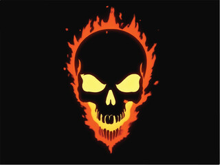 Fiery skull logo design. Fiery skull illustration. Skull vector logo.