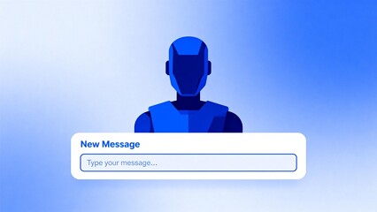 Blue robot avatar with message box