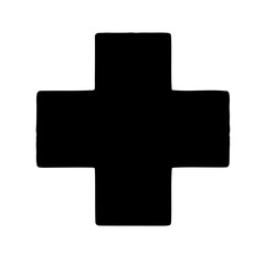 Fototapeta premium Simple Black Cross Shape with Rounded Corners on a White Background