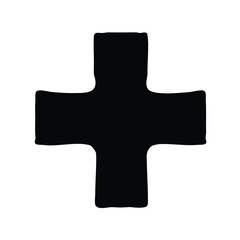 Obraz premium A bold black plus sign centered on a white background, symbolic representation