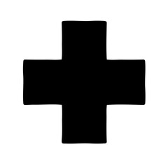 Obraz premium Bold minimalist graphic of a black cross set against a white background