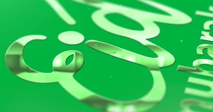Animation of eid mubarak text with crescent moon and mosque in green on black background