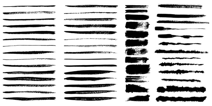 Set of Brush strokes text boxes, Paintbrush Grunge design elements, Hand drawn Grunge texture, Horizontal, Lines, vector illustrator