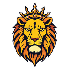 Lion king logo design. Royal lion crown logo luxury king mascot design. Lion vector logo.