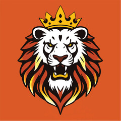 Lion king logo design. Royal lion crown logo luxury king mascot design. Lion vector logo.