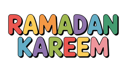 Fototapeta premium Ramadan Kareem: Vibrant and cheerful inscription, celebrating the holy month. Expressing joy and spirituality.
