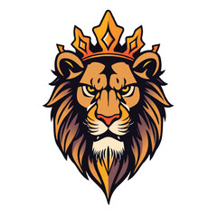 Lion king logo design. Royal lion crown logo luxury king mascot design. Lion vector logo.