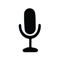 Simple black microphone illustration on white background perfect for presentations or apps