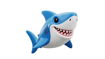 Cartoon shark joyfully smiles with bright color effect. \