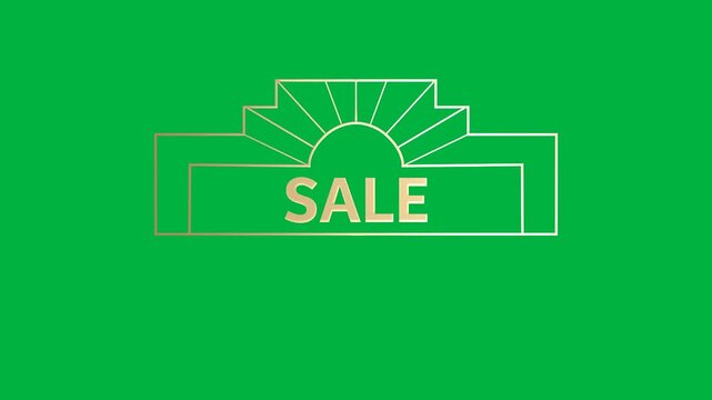 Animation of gold text sale, in decorative gold frame, on black background