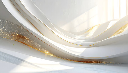 White background with wavy lines and gold lines