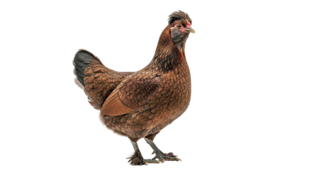 Small Barbu De Watermael Bantam Hen Walking Through a Lush Garden During a Bright Day Outdoors