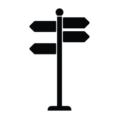 Multiple Direction Signpost Icon &ndash; Wayfinding Road Sign Silhouette
