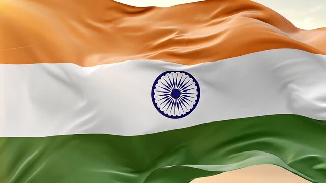Republic day india flag animation with flowing tricolor waves and ashoka chakra motion expressing independence army sacrifice shahid divas national pride patriotic video background