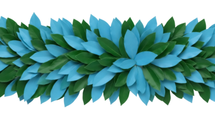 Isolated garland of teal and green foliage, flower lei concept for summer or holiday, decor