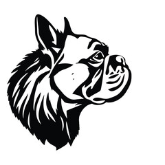 Black dog logo on white background. Bold black dog silhouette logo illustration. Dog vector design.