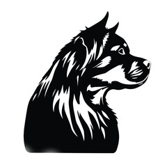 Black dog logo on white background. Bold black dog silhouette logo illustration. Dog vector design.