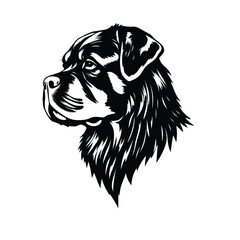 Black dog logo on white background. Bold black dog silhouette logo illustration. Dog vector design.