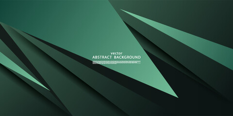Abstract paper cut background. Overlapping triangles with green pattern elements. Vector eps10.