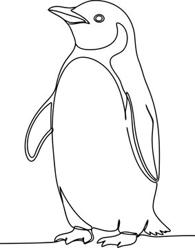 Minimal Penguin Line Art Illustration for Wildlife, Nature, and Modern Design