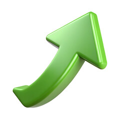  Upward arrow3d rendering isolated on transparent background. Cartoon plastic style icon	