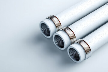 New pipes for plumbing and pipelines on a white background