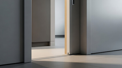 A doorway with a wooden frame and a glass door