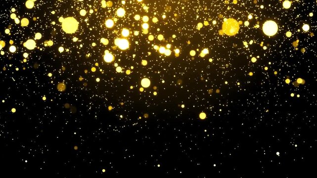 sparkling gold particles in isolated dark background, gold particles, gold background glitter background