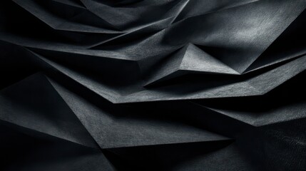Fototapeta premium Geometric Dark Surface: An intriguing, textured surface of geometric shapes, crafted with a dark tone, providing a captivating aesthetic experience. 