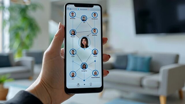selective focus on person enhancing LinkedIn presence using smartphone