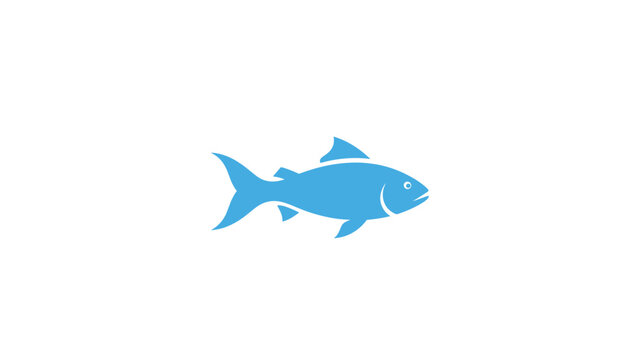 Blue Fish Icon Simple Design Element 1.