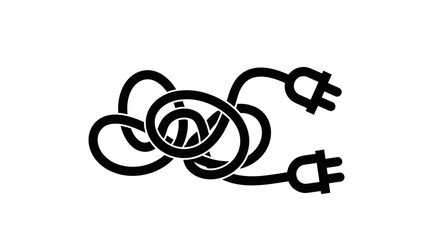 Tangled Electrical Cords with Plugs Illustration.