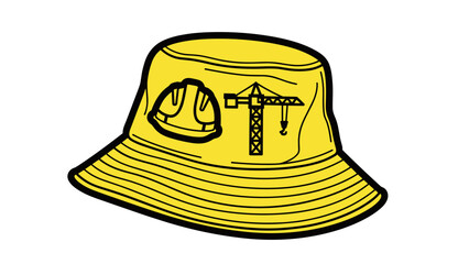 Yellow Bucket Hat with Emblem Design.