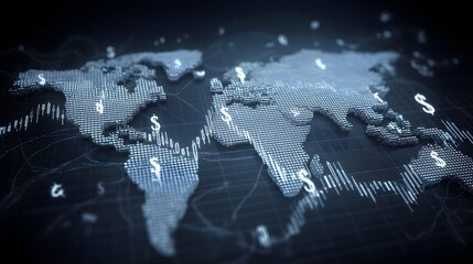 Global economy shown with money currency