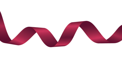 Elegant wavy red ribbon isolated on transparent background isolated on transparent background