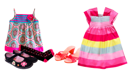 adorable children's dresses and shoes: a charming collection of colorful and playful outfits for little girls to enjoy their days