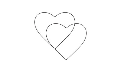Heart outline in a simple continuous line art style for love and health