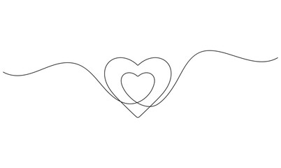 Heart outline in a simple continuous line art style for love and health