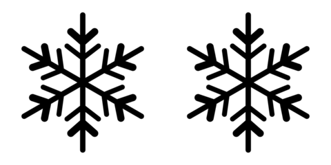 snowflake icon set. Four simple black snowflake icons on a white background for winter design Christmas and New Year icon collection silhouette Vector illustration. Perfect for winter holiday designs.