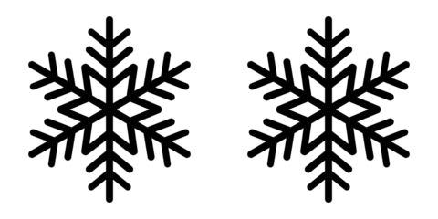 snowflake icon set. Four simple black snowflake icons on a white background for winter design Perfect for winter holiday designs. silhouette Vector illustration. Christmas and New Year icon collection