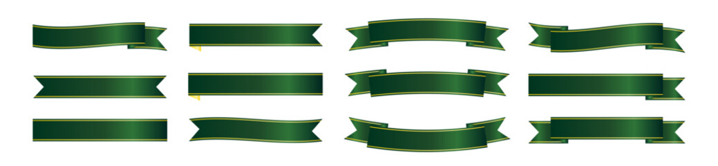 横長構図を中心にしたグリーンリボンバリエーション　タイトル帯向け装飾素材集