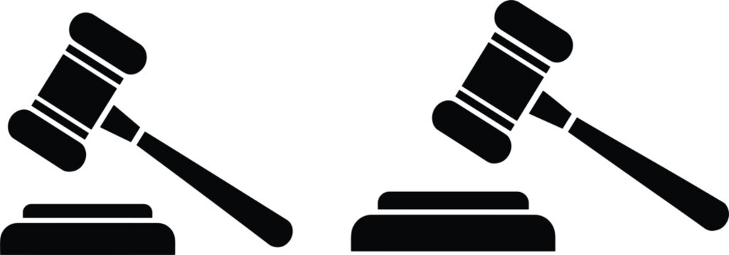 Wooden judge gavel and sound block vector illustration for legal justice law auction and courtroom authority design