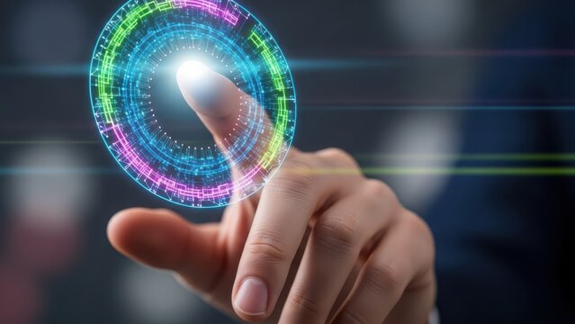 Futuristic interface activated by human touch - Powered by Adobe