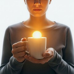 Person holding a mug with a miniature sun inside motivation