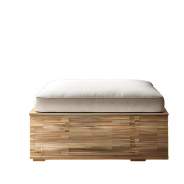 Japanese minimalist hinoki wood ottoman with tatami style cushion