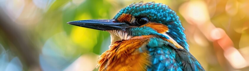 Artistic close-up photo of a colorful bird, focusing on its detailed feathers and vivid hues, showcasing the beauty and diversity of wildlife