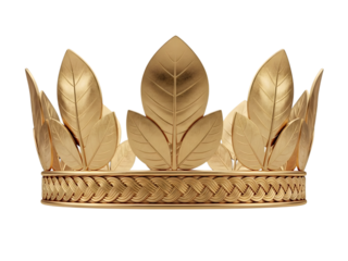 Golden laurel wreath crown isolated on transparent background